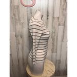 White & Brown Striped Henley Ribbed Knit Top – Small White Photo 3