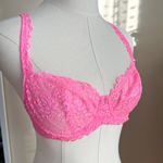 Victoria's Secret Victoria's' Secret Hot Pink Lace Demi Bra Unlined 32D Neon Pink Valentines Sexy Photo 1