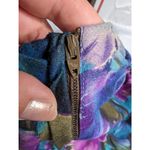 Vtg 1980s Green Purple Floral Felt Drop Waist Ruffle Long Sleeve Midi Dress 10 Photo 3