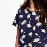 Old Navy navy printed linen blendâswing blouse M Photo 1