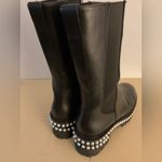 Stuart Weitzman  women black leather Chelsea soho pearl trim boots size 9 Photo 6