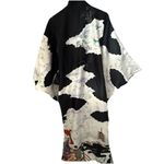 Japanese Kimono Robe Sz 56 Cherry Blossom Made In Japan Womens Polyester Parasol Black Photo 1