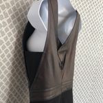 Theory copper brown faux leather combo black stretchy bottom dress size Photo 5