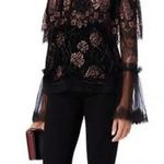 Alexis Laurena Off Shoulder Blouse Women's XS Black Pink Long Sleeve Bell Sleeve Photo 0