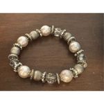 Women's Pink Silver Tone Pearly Rhinestone Beaded Bracelet Glam Western Feminine Silver Photo 2