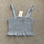 Anthropologie NWT Pants Store Shirred Smocked Crop Top Womens Large Summer Gingham Photo 2