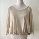 Arden B Sparkly Blouse Slouchy Top batwing Gold Metallic Nude boat-neck size S Photo 4