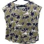 Tahari  Womens Blouse Size XL Linen Vacation Travel‎ Hawaiian Palm Tropical Beach Photo 0