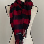 Cashmere Flannel Scarf Fringe Red Black Plaid Preppy Soft Academia Lumberjane Photo 0
