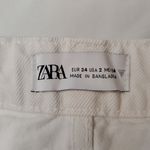 ZARA  White Jean Shorts with Frayed Hem Photo 1