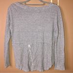 Adrienne Vittadini Linen Striped Long Sleeve Shirt Blue White Size XS Photo 1