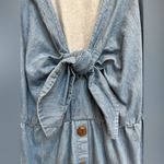 Eloquii Western Boho Blue Denim Chambray Bow Tie Front Dress Women’s Size 14 Photo 5