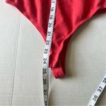 Lulus  high neck short sleeve thong bodysuit coral small Photo 12