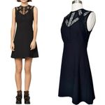 Sandro Enna Black Dress Crepe Chantilly Lace Fit & Flare Sleeveless FR 40 Large Photo 1