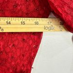 Vision Apparel Dress 6 Red Silk Sequin Sheer Sleeve Midi Gown Y2K Vintage Glam Photo 4