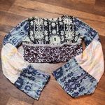 Free People  Top Blue Pink Walk this Way Corset Cropped Blouse Womens Medium boho Photo 9