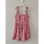 Band Of The Free Floral Mini Corset Dress Size Large Bubble Pink Yellow NEW Photo 1