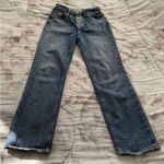 Paige Sarah Straight Ankle in Magda Distressed Blue high rise button fly Jean 24 Photo 8