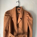 Ontwefth Tan Brown Belted‎ Coat Womens Size S Puffy Sleeves Lined Long Preppy Photo 1