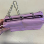 A New Day Purple Faux Leather Clutch Purse Silver Chain Strap Small Photo 3