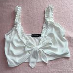 Pretty Little Thing  - Tall White Frill Strap Tie Front Bralette Photo 3