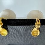 Monet Vintage Signed  White Lucite Orb Clip-on Earrings Photo 2