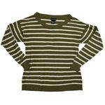 Central Park West Women's Medium Striped Green Crewneck Sweater Photo 0