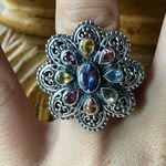 Natural Tanzanite Sapphire Sterling Silver Cocktail Ring Size 7 Photo 0