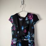 Betsey Johnson Black Floral Cap Sleeve Sheath Dress Photo 2