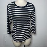 J.Crew Striped Faux Leather Trim Top Medium Photo 1