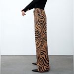 ZARA Brown Tiger Print High Waisted Pants Photo 6