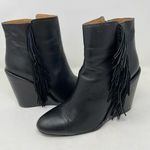 See By Chloe  Fringe Ankle Boot size 40 Black Wedge Bootie Photo 0