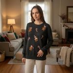 Victoria Harbour Black Christmas Sweater Sequin Gingerbread Candy Cane Size L Size L Photo 1