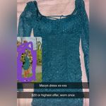 Macy's Teal Ruched Dress with Sheer Sleeves Photo 1