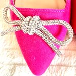 Arula Fuchsia Mules with Sparkling Silver Rhinestone Bow Heels. Pink Size 8 Photo 1
