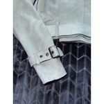 Lulus Women's Edinburgh Slate Blue Suede Cropped Trench Coat Size Small Photo 2