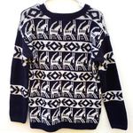 Forever 21 Womens large pullover knit holiday animal sweater black and white Photo 1