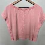 Anthropologie Pilcro Cropped Cut Off Short Sleeve Sweatshirt Pink Coral Medium Photo 4