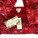 Band of the Free Joelle Crimson Red Floral Print Smocked Boho Top Women’s Medium Photo 3