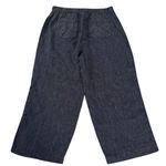 Habitat Size S 100% Linen Wide Leg Crop Pants Micro Striped Navy White Pockets Photo 1