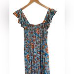 House of Harlow 1960 Blue Orange Ruffled Flutter Sleeve Maxi Boho Dress M Size M Photo 1