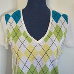Requirements Shirt Sleeve Argyle Sweater V Neck Blue Photo 1
