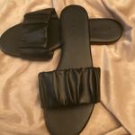 J.Crew  Menorca Sandals Women's Scrunchie Strap Slide Black Leather Size 9 Photo 2