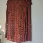 Free People  Brown Cowl Neck Sweater with Cable Knit Design Size S Photo 2
