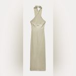 ZARA  BACKLESS HALTER MAXI DRESS WITH METALLIC GOLD THREAD AND SIDE RUCHING SZ SM Photo 6