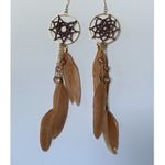 Dream Catcher Feather Brown Earrings NEW Photo 1
