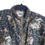 Vintage EVR Jacket Women Size Small Green Brown 100% Silk Full Zip Oversized Photo 7