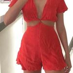 Hemline Bright Orange Red Romper  Photo 0