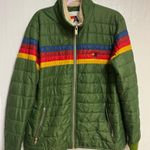 Aviator Nation  Green Varsity Jacket with Multicolor Stripes Photo 0