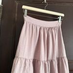 YAKE | Pink/purple Tiered Crinkle Satin Maxi Skirt with 2 Front Slits | Small Pink Photo 4